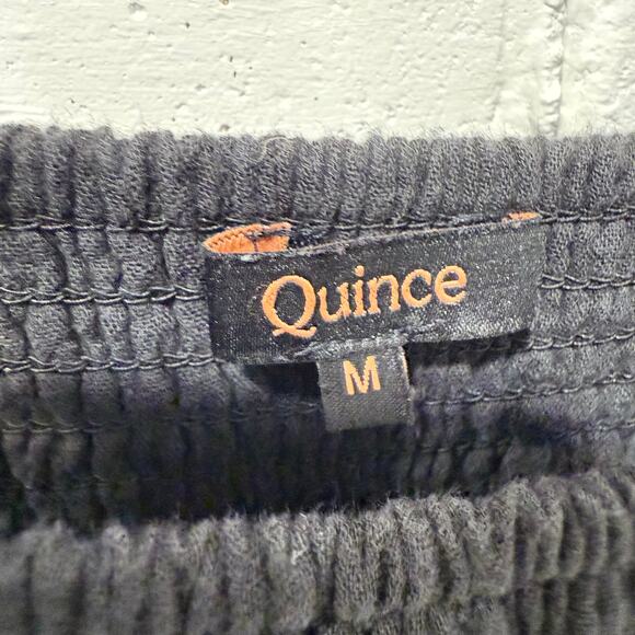 Quince NWOT Organic Cotton Gauze Smocked Sleeveless Maxi Dress Black Sz Med Eco - Picture 7 of 13